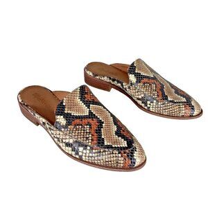 Madewell Women's 8 Frances Snake Leather Loafers Mules Slip On Shoes Boho Flats